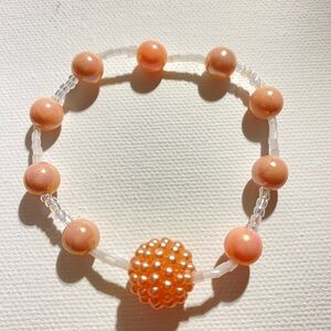 Beaded Bracelet with Peach and White Beads
